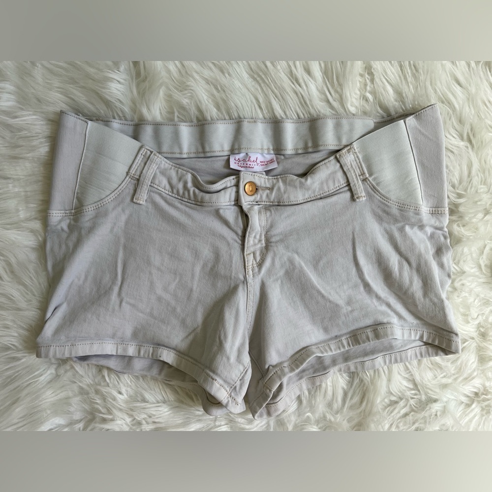 Khaki Maternity Midi Shorts